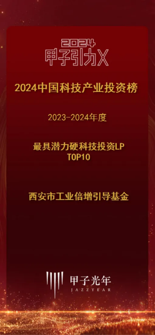 奮楫爭先，載譽前行④ || 西安市工業(yè)倍增引導(dǎo)基金榮獲2023-2024年度最具潛力硬科技投資LP TOP10